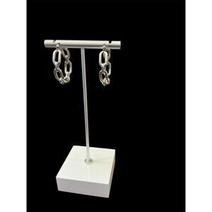 Silver Chain Link Design Hoop Earrings